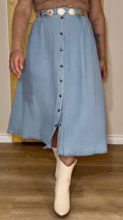 Buttoned Denim Skirt